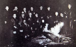 Walsall serviceman Bernard Benson, top row, sixth from left, celebrating VE Day in Germany