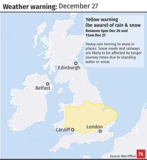The Met Office warning for snow affecting the Midlands