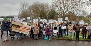 The protest outside Harborne Adult Day Centre in Birmingham on Wednesday, February 26. Credit: James Cross