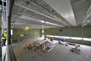 The sports hall at the £11m complex is not far from completion