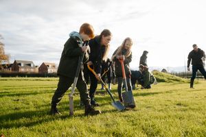 Getting stuck in at the tree planting event.