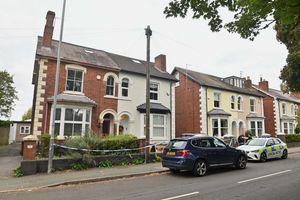 Officers outside the property in Finchfield Road, Wolverhampton