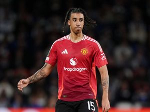 Manchester United’s Leny Yoro during the UEFA Europa League Round of 16, first leg match at Real Sociedad