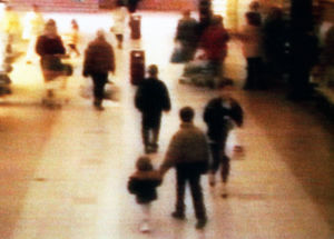Chilling CCTV footage of James Bulger being led away in the New Strand shopping centre