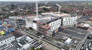 Image of the big extension being built at Royal Shrewsbury Hospital. Picture: SaTH drone image Feb 2026