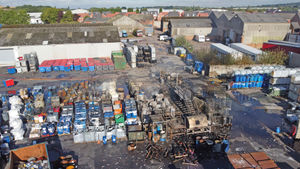 The fire damage at Cannock Industrial Centre after the blaze had been extinguished
