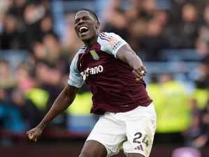 Amadou Onana celebrates after Aston Villa's win over Manchester City.