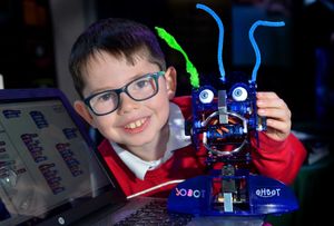 LAST COPYRIGHT SHROPSHIRE STAR STEVE LEATH 10/11/2016Pics in Coalbrookdale at Enginuity, at a Telford Education Showcase event. Pic of Jed Musgrave 9 from Grange Park Sch in Telford, he has been programming: JOBOT, from Amazing ICT based in Broseley.