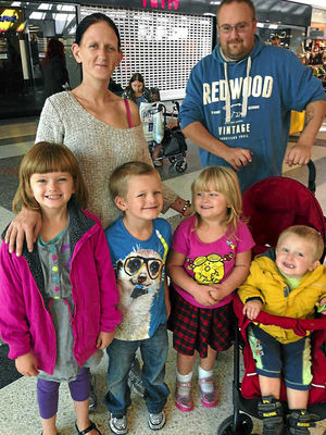 Getting ready for the big day are Fiona Portsmouth Ben Upton, Isabelle, nine, Zara, four, George, six, and Zak, three