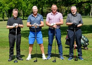 Jimmy Walker with Andy 'Rambo' Rammell and friends at charity event at Walsall Golf Club.