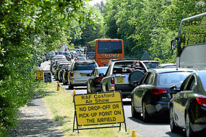 Long queues of traffic heading to Cosford Air Show in 2013
