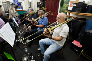 Jackfield Brass Band musicians rehearsing in the former Wesleyan Chapel in Coalford. Picture by David Bagnall.