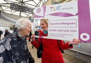 MP Emma Reynolds talks to pensioner Joyce Carter, from Wednesfield, as part of the campaign