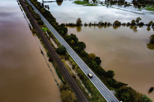 
              
Flooded fields around the River Lugg near Leominster, after Storm Babet battered the UK, causing widespread flooding and high winds.  The Environment Agency has warned that flooding from major rivers could continue until Tuesday, amid widespread disruption caused by Storm Babet which is posing a 'risk to life' in some areas. Picture date: Sunday October 22, 2023. PA Photo. See PA story WEATHER Babet. Photo credit should read: Ben Birchall/PA Wire
            

