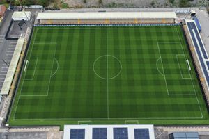 An aerial view of the state-of-the-art pitch at Keys Park. Picture: Hednesford Town