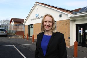 Antonia Bance MP outside Tame Valley Medical Centre 