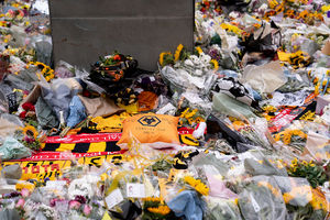 Tributes are laid for former Wolves player Diogo Jota at Molineux (Photo by Wolverhampton Wanderers FC/Wolves via Getty Images)