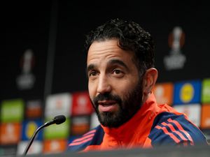 Manchester United manager Ruben Amorim during a Europa League press conference