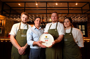 Marcio Reis and chef Kad Jones with Ben Cole and Harriette Davies..