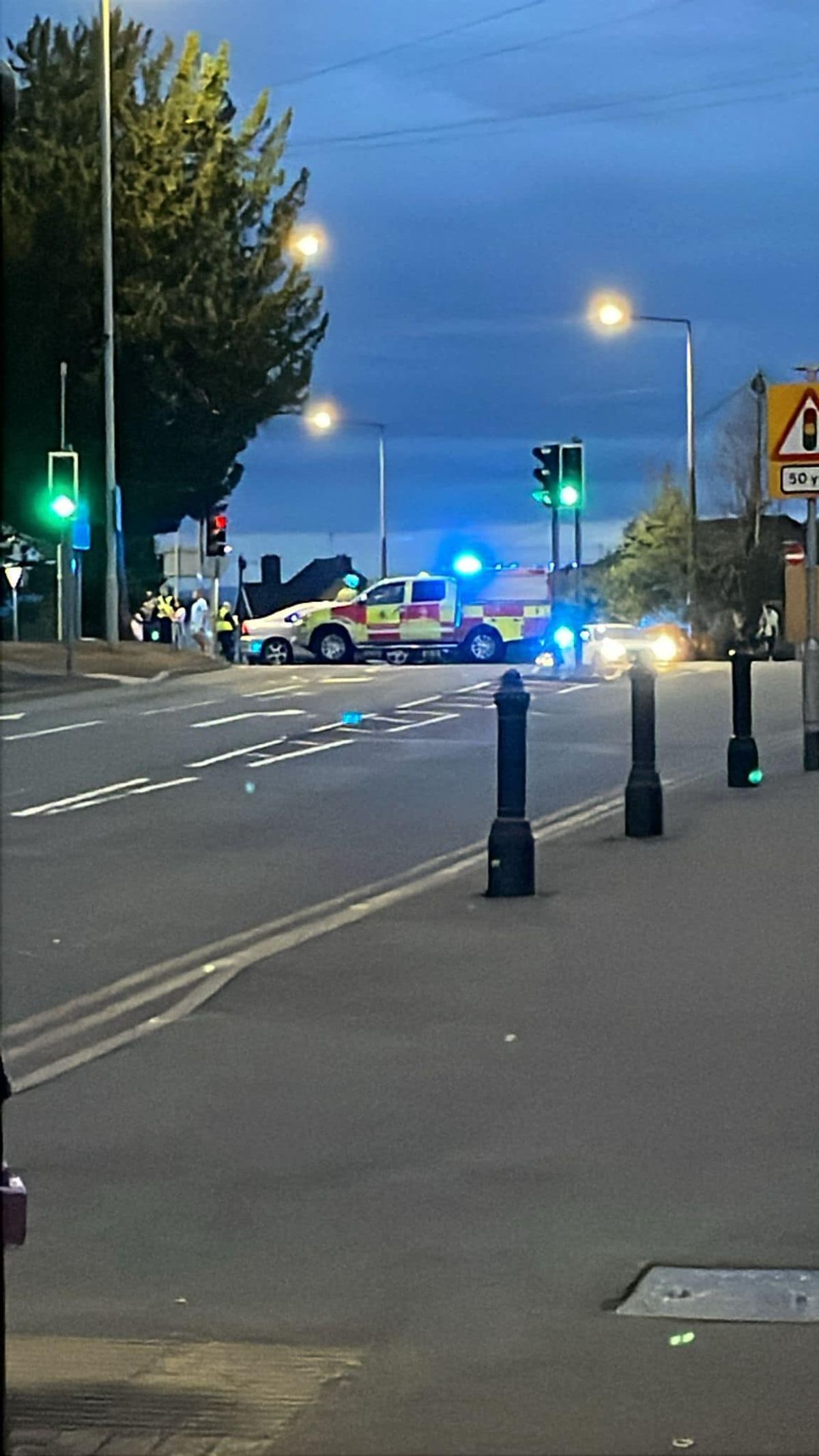 Halesowen road closed off after collision between two cars on crossing