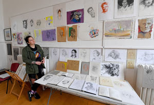 Artist Chris Manley who recently died had already planned an art exhibition at Newhampton Arts Centre, Wolverhampton. It remains open up till and including Friday.Front of House manager at Newhampton Hollie Fellows views some of the work.