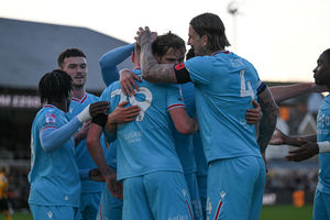 Action from Walsall's clash at Newport County (Owen Russell)