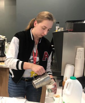 Kinga Skorulska puts the finishing touches to her creation