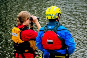 West Mercia Search & Rescue search the River Severn in Shrewsbury.