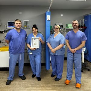 Theatre colleagues at Spire Little Aston Hospital, alongside Hospital Director, Ed Ireland