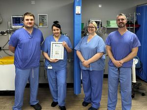 Theatre colleagues at Spire Little Aston Hospital, alongside Hospital Director, Ed Ireland