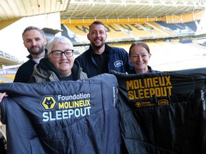 Tom Warren, Bev Lockley, Tom Hayden and Vicky Mosedale launch this year's Molineux Sleepout.