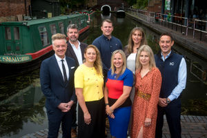 Front, from left, Paul Hull (KMB Shipping Group), Carolyn Smith (TPSquared), Sarah Moorhouse (Black Country Chamber of Commerce), Lisa Cowley (Beacon Centre for the Blind). Back, l-r, Antony Burns (Paycare), Paul Crofts (Dudley Canal & Tunnel Trust), Jane Sommerville (Bowers & Jones), Gareth Jones (In-Comm Training).