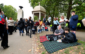 People wait in Green Park..