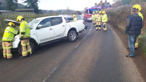Police, fire and the ambulance service attended the incident this morning. Pic: South Shropshire Cops