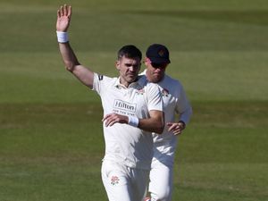 James Anderson celebrates