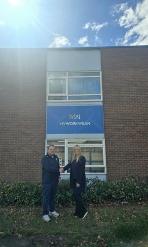 Peter Thomas from the rugby club pictured with Becky Homersley from MyWorkwear