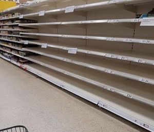Empty shelves at Tesco Extra in Burnt Tree, Dudley, on Friday. Photo: Helen Barnes