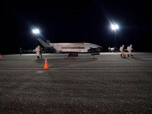 Supporting image for story: US Air Force’s mystery space plane back on Earth after two-year mission