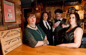 Paul O'Reardan and Michelle Barnes are pictured with Geraldine Jennings and Justine Chambers inside the King's Arms