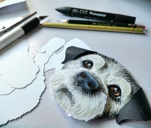 Gemma builds up layers of paper to create a 3D image and uses coloured pastels and paints to bring the picture to life.