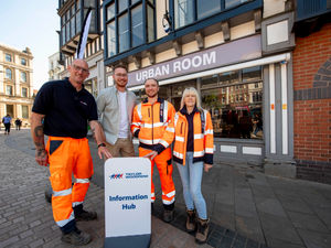 Outside the Urban Room information centre are Councillor Chris Burden , second left, with Matt Lane, Ivani Alivkin and Joanne Plews of Taylor Woodrow