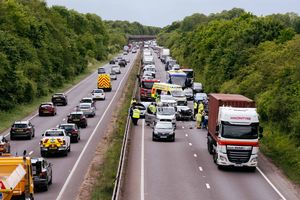 The scene of the crash on the A5 near Shrewsbury