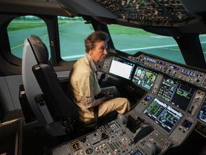 Supporting image for story: Anne straps into pilot’s seat to test Airbus flight simulator in Singapore
