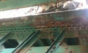 A crack on the underside of the bridge, pictured in September 2025. Picture: National Highways