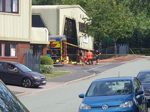 Supporting image for story: 'Keep windows and doors closed': 400-metre cordon erected after 'large' factory blaze in Cannock - man taken to hospital