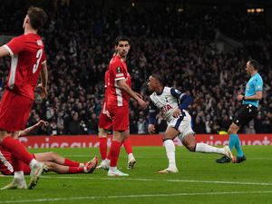 Wilson Odobert celebrates scoring for Tottenham