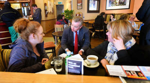 Mr Gove meets Rugeley residents Elizabeth and Sharon Matthews