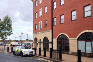 Police at the scene in Market Square, Wolverhampton