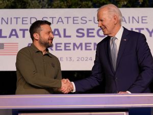 Supporting image for story: US President Joe Biden and Ukraine’s Volodymyr Zelensky sign security deal