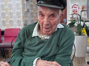 Colin taking part in the VE day celebration at Woodcroft nursing home in Market Drayton
